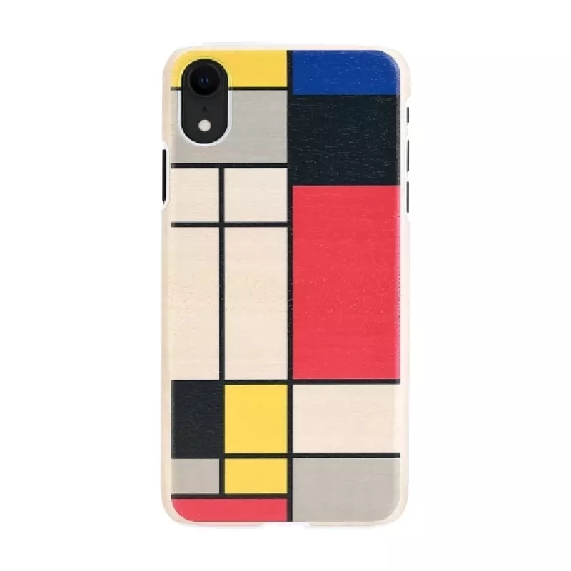 man and wood išmaniojo telefono dėklas iPhone XR — medinis galinis dangtelis, baltas rėmelis