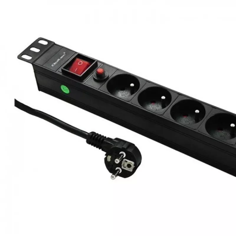 Qoltec 53996 Maitinimo juosta RACK 19 | 1U | 16A | PDU | 8xFRANCAI | 2m