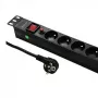Qoltec 53996 Maitinimo juosta RACK 19 | 1U | 16A | PDU | 8xFRANCAI | 2m