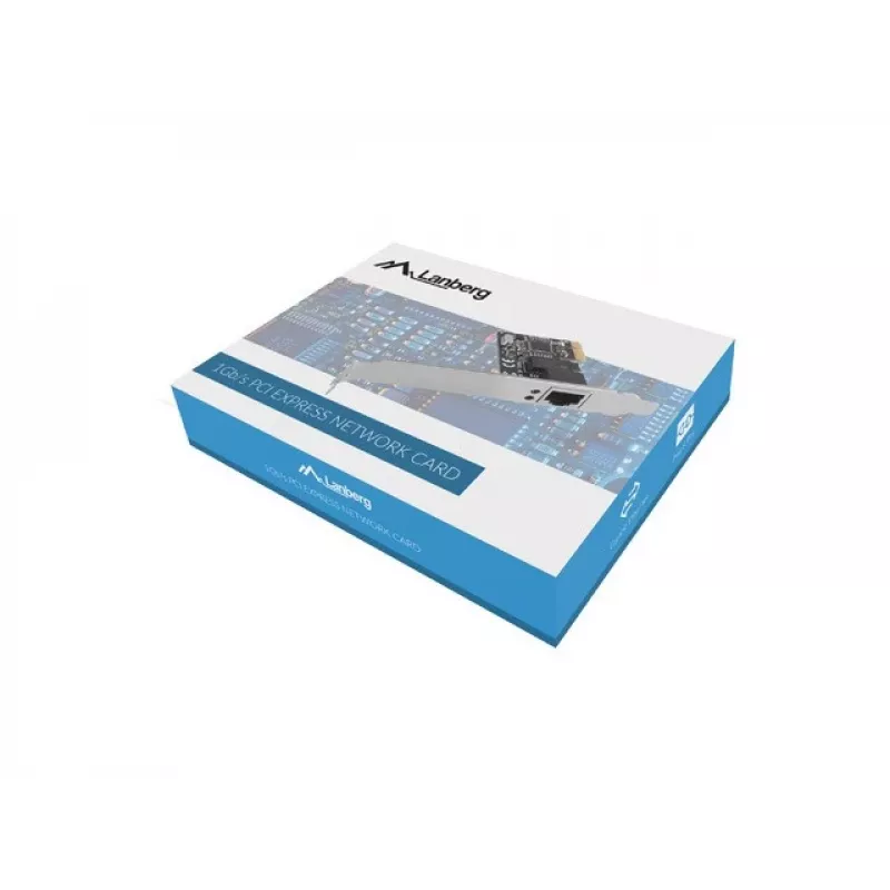 Vidinė eterneto tinklo plokštė LANBERG PCE-1GB-201, PCI Express, 1× RJ-45 Gigabit (1000 Mbit/s), juoda