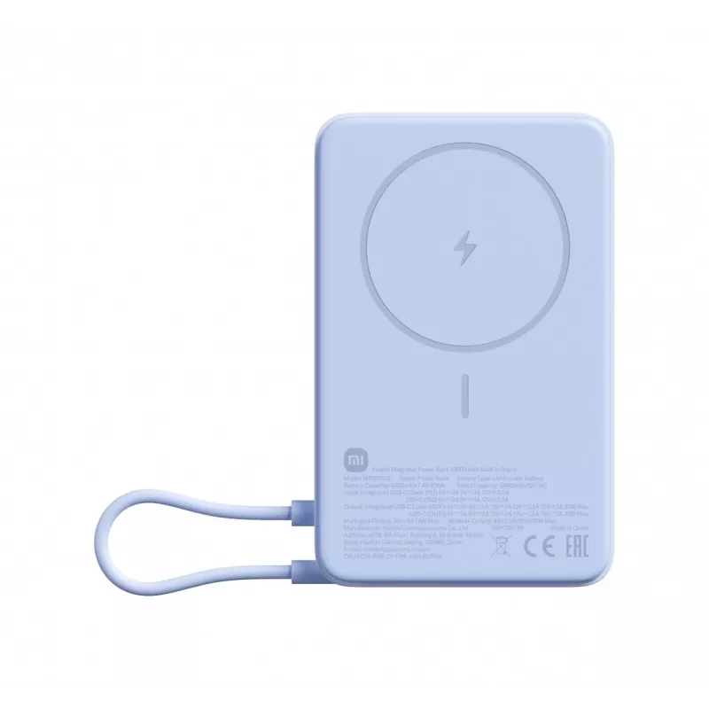 Išorinė baterija Xiaomi BHR08PCGL 5900 mAh Li‑Ion su belaidžiu įkrovimu, USB‑C, mėlyna