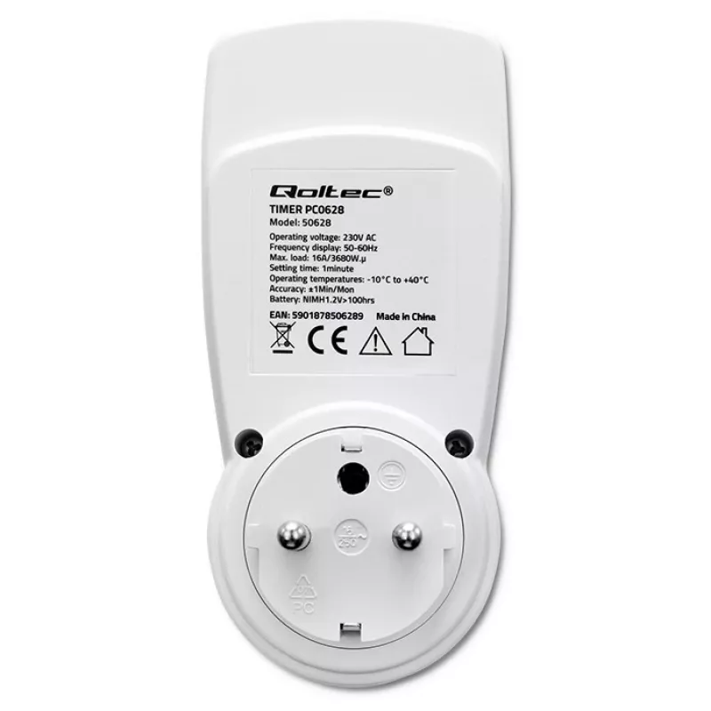 Elektroninis laikmatis QOLTEC PC0628 su LCD ekranu, 24 valandų atgalinė atskaita