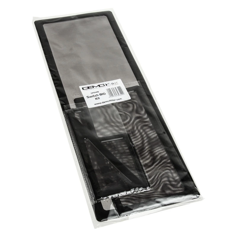Dulkių filtrų rinkinys DEMCiflex, skirtas NZXT Switch 810, juodas ant juodo, pakaitiniai filtrai