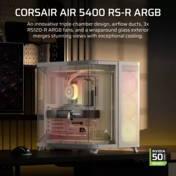 PC korpusas Corsair AIR 5400 RS-R ARGB Midi Tower baltas
