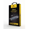 USB-C nešiojamojo kompiuterio dokas GEMBIRD A-CM-COMBO2-01 — USB 3.2 Gen 1 Type-C, 3× USB-A, 1× HDMI, pilkas