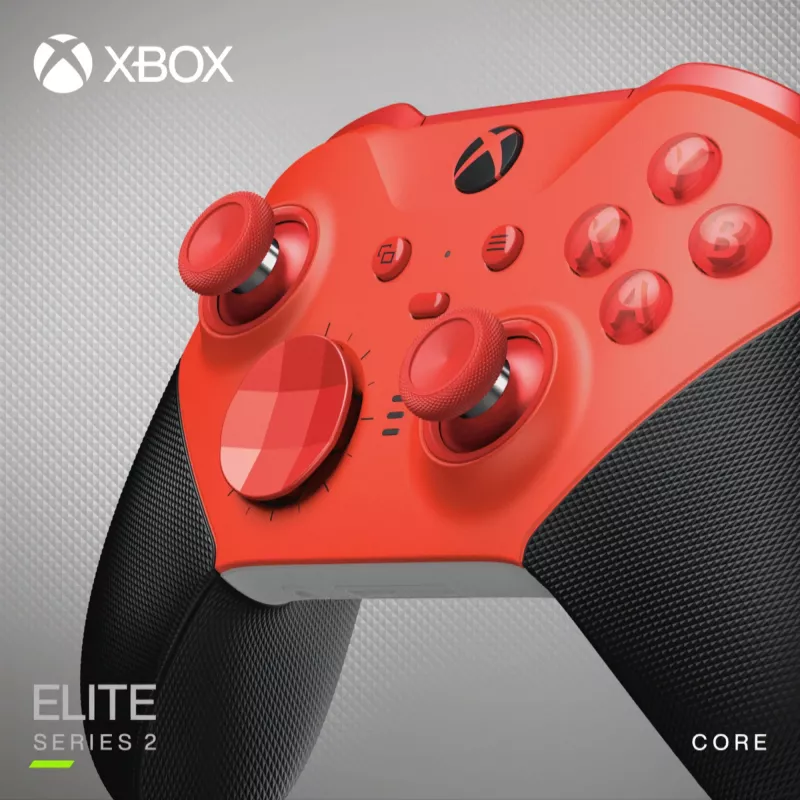 Microsoft Xbox Elite belaidis valdiklis Series 2 - Core - žaidimų pultelis - belaidis - Bluetooth - raudonas - skirta PC, Microsoft Xbox Series S, Microsoft Xbox Series X, Microsoft Xbox One, And