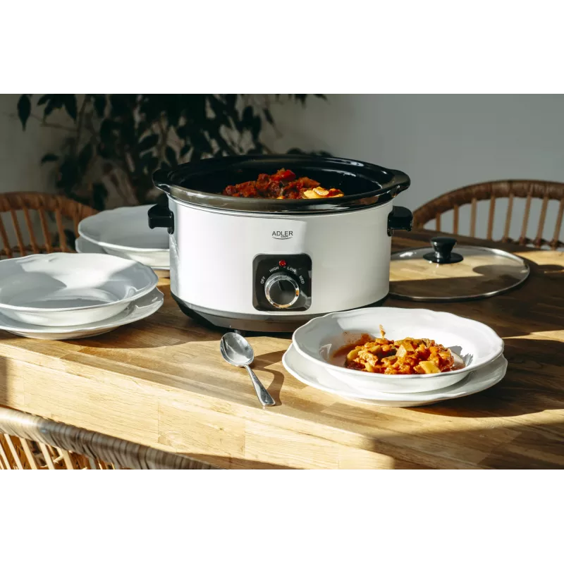 Adler AD 6413r Lėto virimo puodas, 5,8 l, baltas Adler