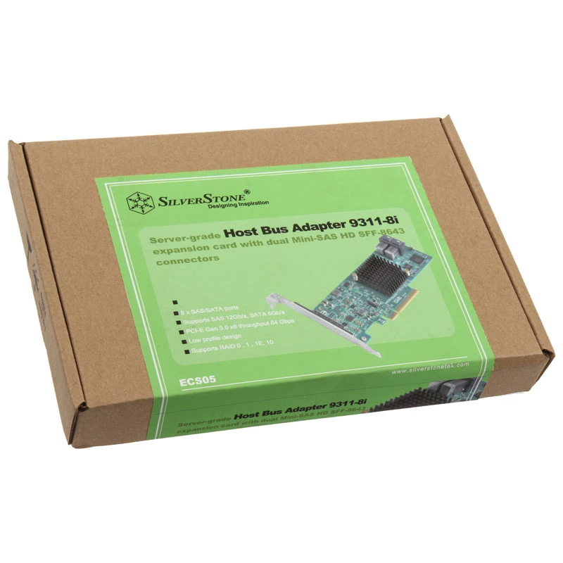 SilverStone SST-ECS05 RAID valdiklis, PCIe x8, skirtas 8x SAS/SATA (9311-8i)