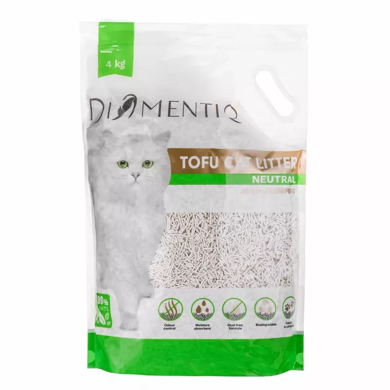DIAMENTIQ Tofu Neutral Ultra clumping - augalinis kraikas - 4 kg