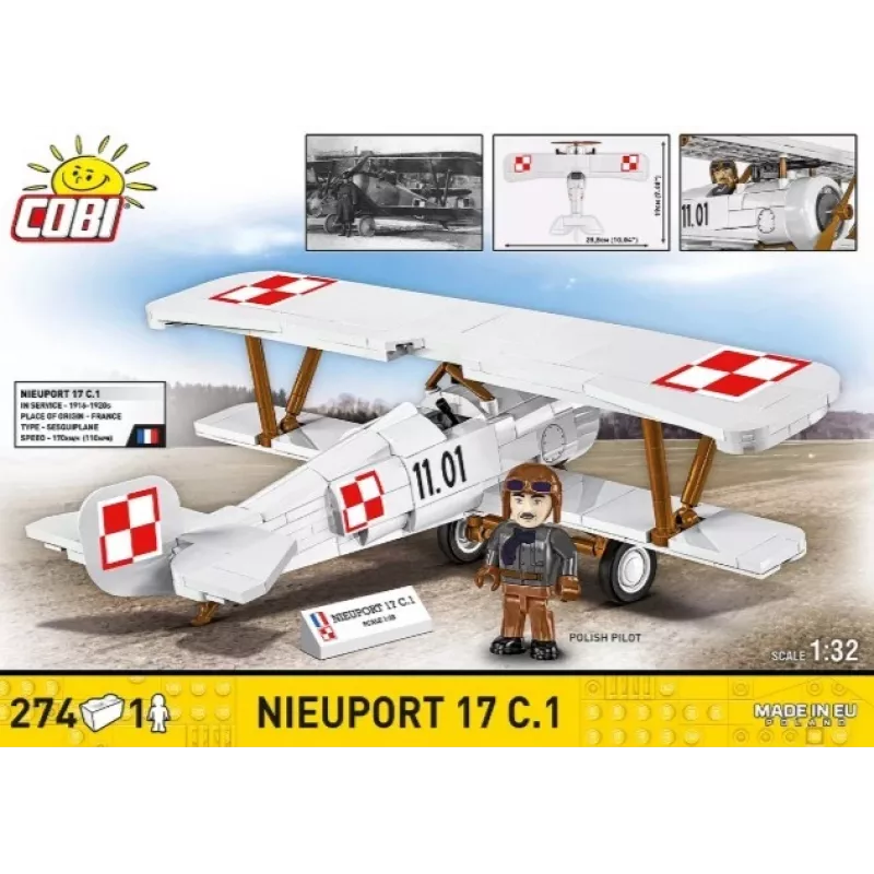 Cobi plytelių rinkinys Nieuport 17 C.1 274 vnt. modelio rinkinys
