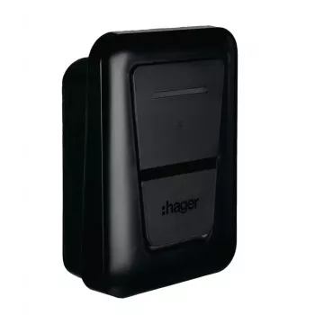 Prie sienos montuojama elektromobilių įkrovimo stotelė Hager witty one 11 kW trifazė su Type 2 kabeliu, RFID, Bluetooth, 4,5 m kabeliu, IP55, IK10