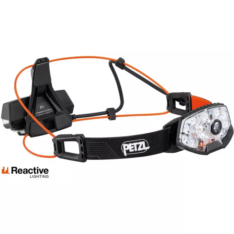 Galvos žibintuvėlis Petzl NAO RL juoda oranžinė LED 1500 lm USB