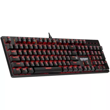 Mechaninė klaviatūra DEFENDER QUEST GK-596 — RGB foninis apšvietimas, Anti-Ghosting, laidinė, kompaktiškas išdėstymas