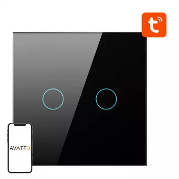 Išmanusis šviesos jungiklis Avatto ZTS02-EU-B2 ZigBee 2 krypčių Juodas, montuojamas ant sienos, ES modelis