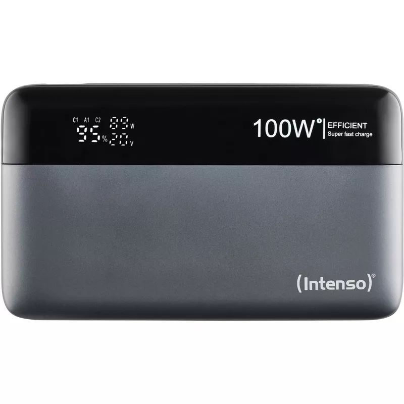Išorinė baterija INTENSO 7350050 — 20000 mAh, 1× USB-A + 2× USB-C, 100 W bendra išvestis, juoda/pilka