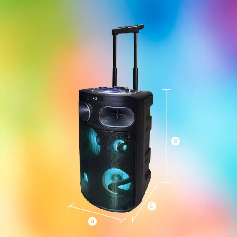 Nešiojamasis Bluetooth karaoke garsiakalbis MANTA SPK0803B140 140 W, maitinamas baterijomis, MIC/USB/microSD, FM, ekvalaizeris, ratukai