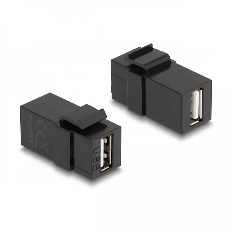 DeLOCK Keystone modulis USB 2.0 A moteriška į USB 2.0 A moteriška juodas