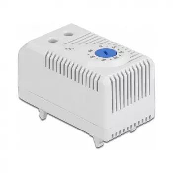 Termostatas DELOCK 66823, plastikinis korpusas IP20, 30 W, 250 V, 10 A, 43×60×33 mm, mėlynas/pilkas