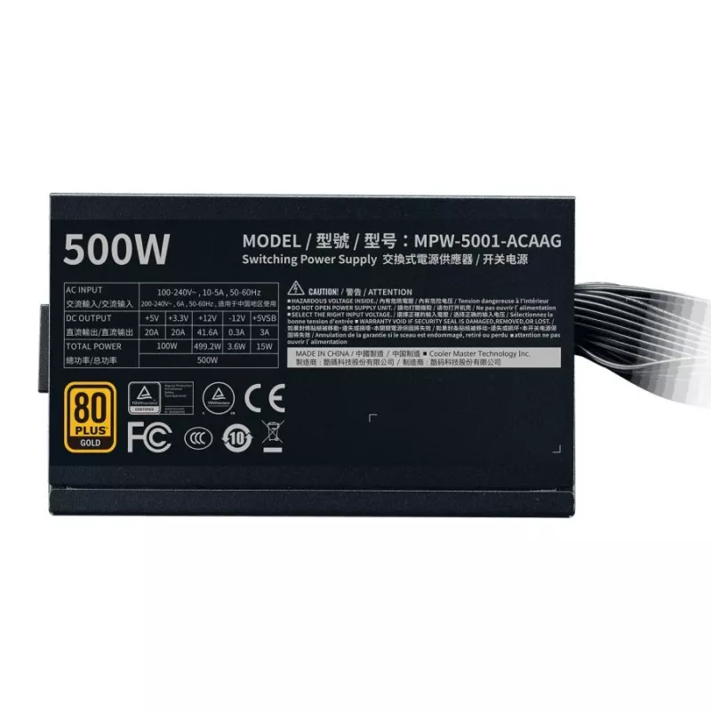 Cooler Master MPW-5001-ACAAG-NL GOLD bulk, ATX, 500W, 80 PLUS GOLD, 120mm, HDB, juodas