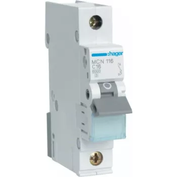 Hager MCN116 - 16 A - C tipo - 1 modulis - -25 - 60 °C - -25 - 80 °C - 17,5 mm