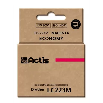 Rašalo kasetė ACTIS KB-223M, suderinama su Brother LC223M, purpurinė, dažų pagrindo 10 ml, standartinės išeigos, vienkartinė pakuotė