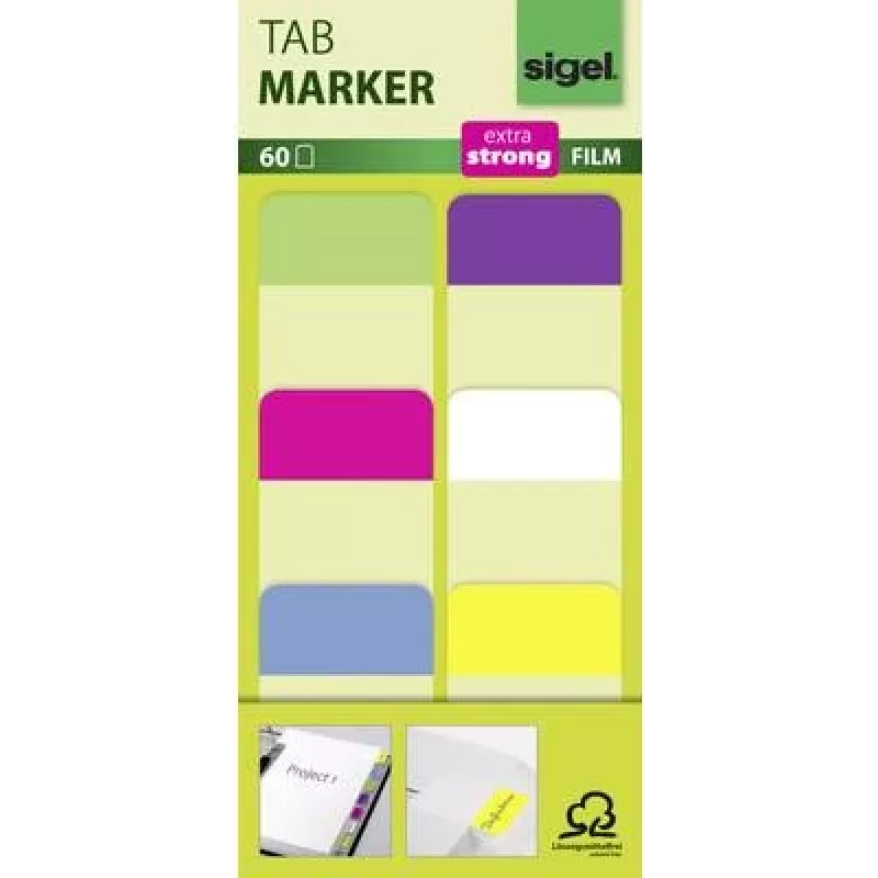 Marker set Sigel HN203 — 60 pieces: Green, Geltona, Pink, Blue, Violet, White