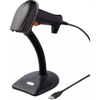 Renkforce 2D brūkšninių kodų skaitytuvas, laidinis 1D, 2D lazerinis juodas rankinis skaitytuvas USB (RF-3376032)