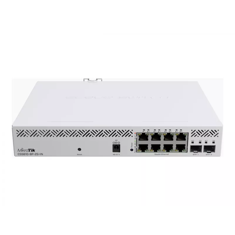 Valdomas komutatorius Mikrotik CSS610-8P-2S+IN 8 prievadų Gigabit Ethernet PoE