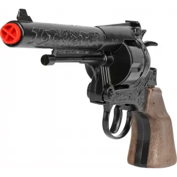Pulio Metal Cowboy Revolver Gonher — metalinis žaislinis revolveris su kapsulėmis, modelis 155122/6