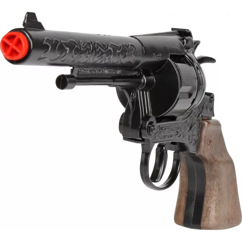 Pulio Metal Cowboy Revolver Gonher — metalinis žaislinis revolveris su kapsulėmis, modelis 155122/6
