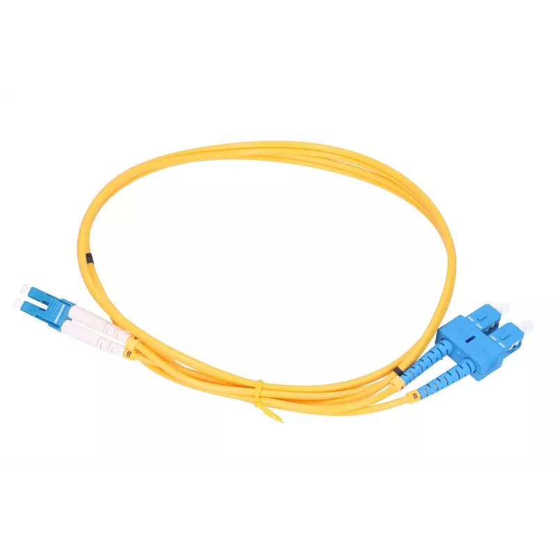 Patchcord Extralink SC/UPC į LC/UPC, vienmodis G.652D, dvipusis PVC, 3 mm, 1 m