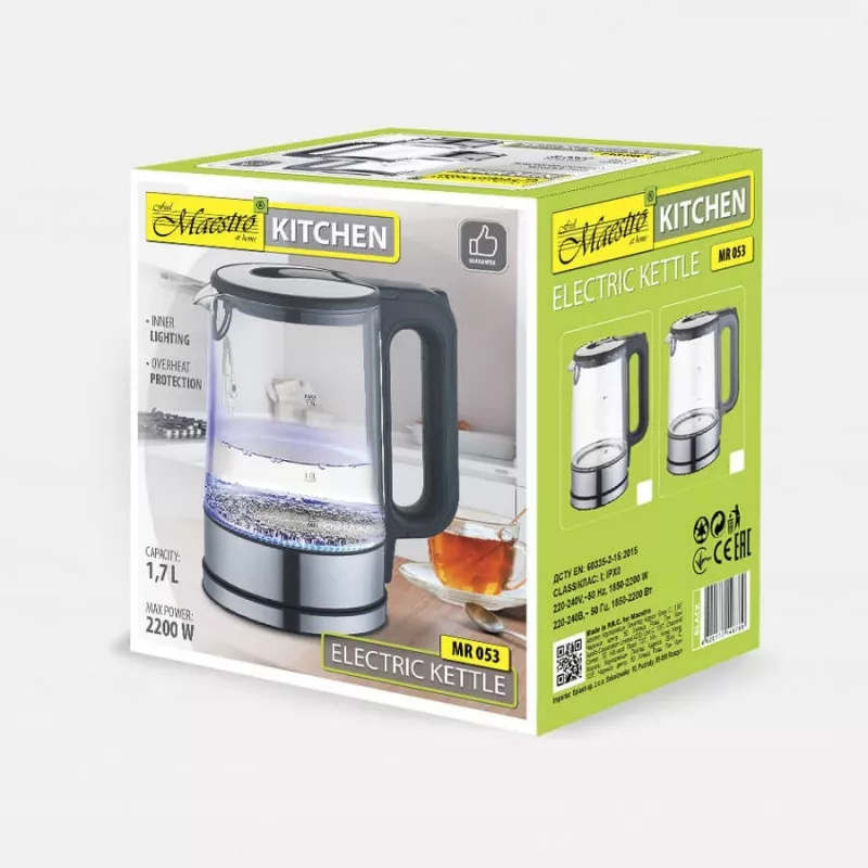 MAESTRO MR-053 elektrinis virdulys 1,7 L 2200 W (MR-053-Pilka) Pilka