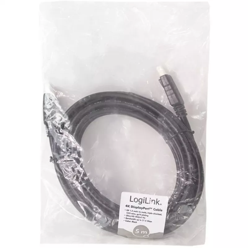 LogiLink CD0103 DisplayPort laidas DP/M į DP/M, 4K/60Hz, CCS, juodas, 5 m (CD0103)