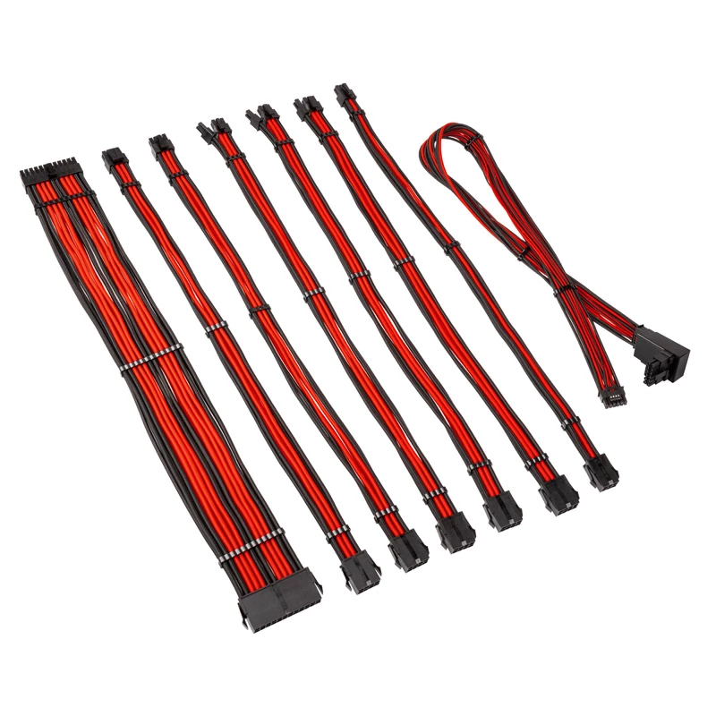 Kabelių / adapterių rinkinys Kolink Core Pro 12V-2x6 Type 2 pintas, Jet Juoda/Racing