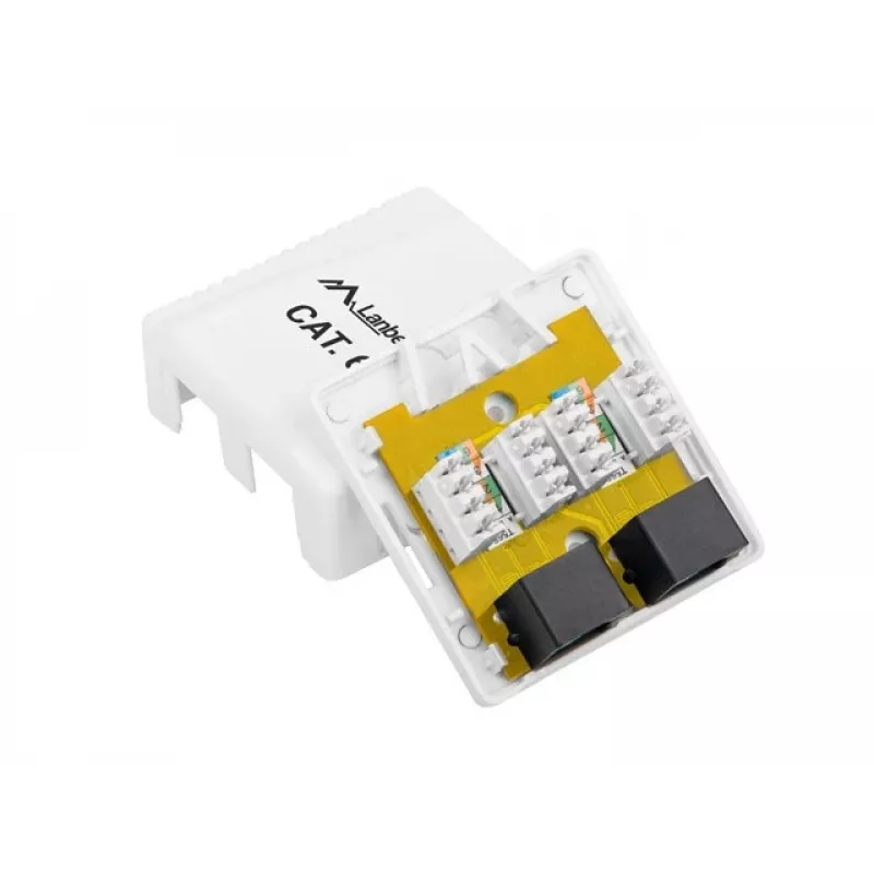 LANBERG Outlet Box RJ-45 Cat6 OU6-0002-W baltas, 2 lizdai, 30×54×57 mm