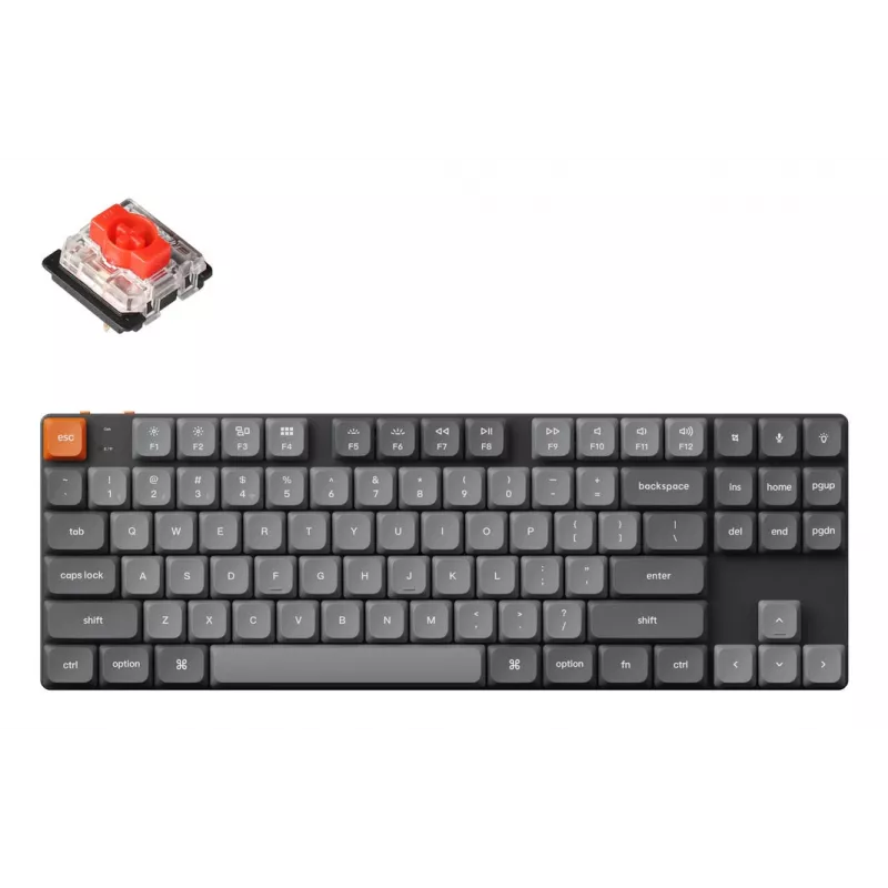 Mechaninė klaviatūra Keychron K1 Max 80% TKL raudoni jungikliai Hot-Swap juoda