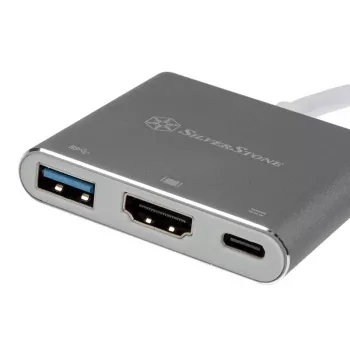 SidabrinėStone SST-EP08C - USB 3.1 Type-C adapteris į HDMI / USB Type-C / USB Type-A - sidabrinis