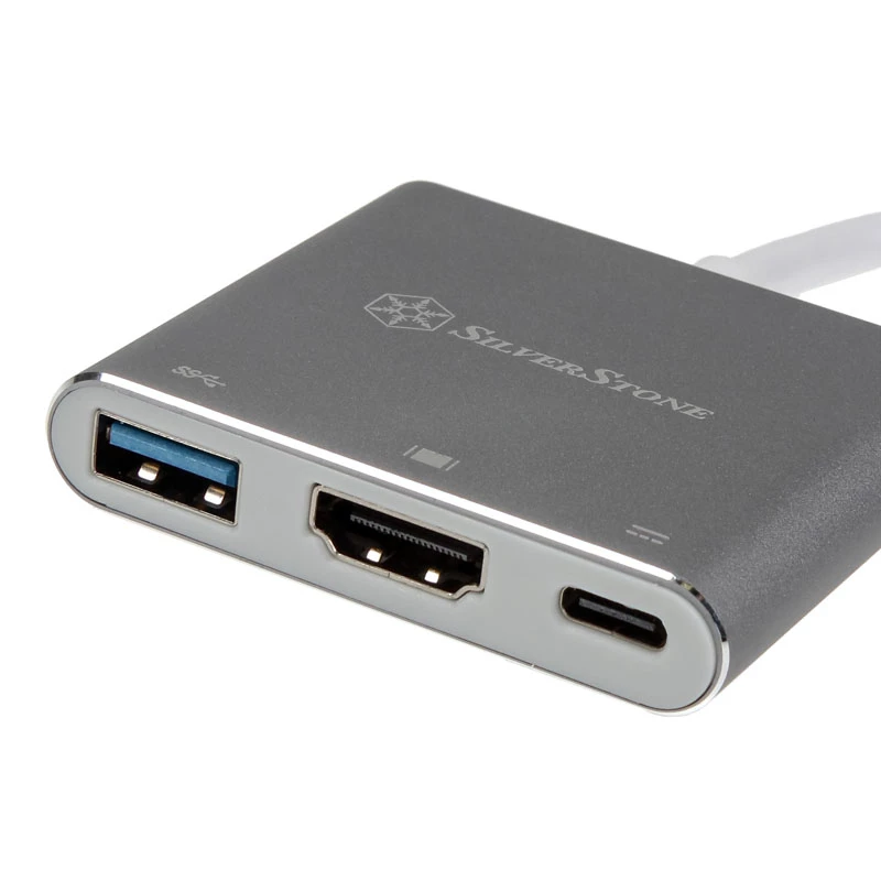SidabrinėStone SST-EP08C - USB 3.1 Type-C adapteris į HDMI / USB Type-C / USB Type-A - sidabrinis