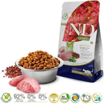 Farmina N&D Quinoa Digestion Lamb & Fennel sausas kačių ėdalas, 1,5 kg