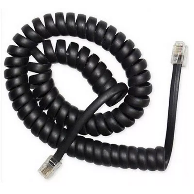 Spiralinis kabelis RJ10/4P4C/2m/juodas