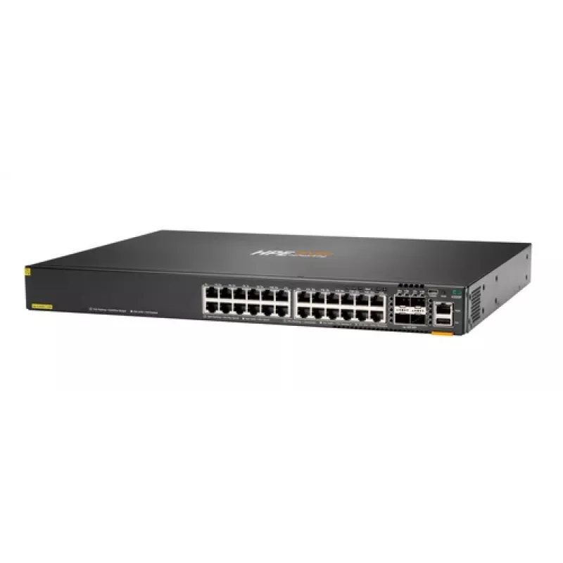 Hewlett Packard Enterprise HPE Aruba Networking CX 6200F 24G 4SFP+ komutatorius - komutatorius - maks. sudėjimo atstumas 10 km - L3 - valdomas - 24 x 10/100/1000 + 4 x 100/1000/10G SFP+ - priekyje a