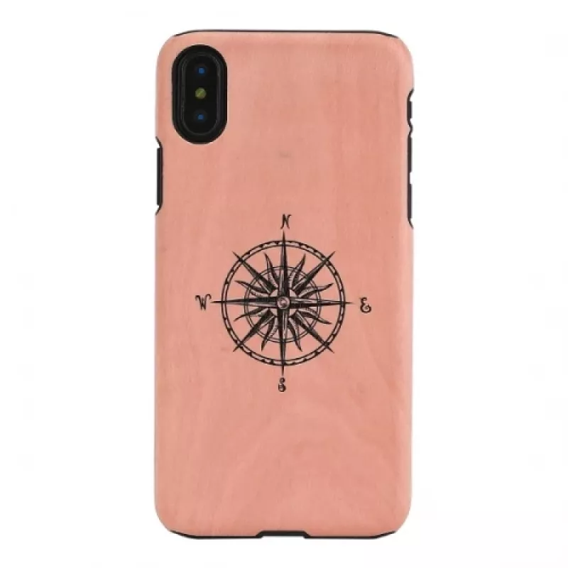 man and wood išmaniojo telefono dėklas iPhone X/XS, juodas, apsauginis dangtelis su kompaso detale