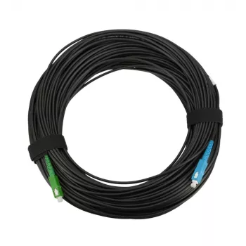 Šviesolaidinis komutacinis kabelis Extralink SC/APC–SC/UPC apvalus drop SM G.657.A2 40 m FTTH, simplex, juodas