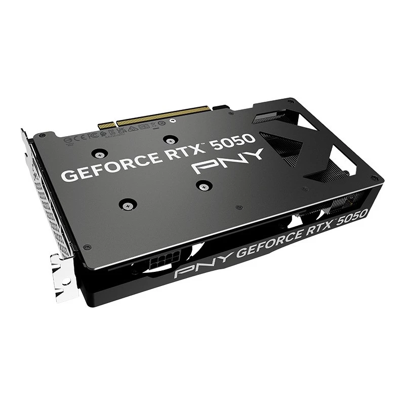 Grafikos plokštė PNY GeForce RTX 5050 — 8 GB GDDR6, 2317 MHz, 128 bitų, PCIe x8 5.0, dviejų ventiliatorių aušinimas