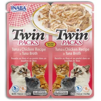 INABA CAT Twin Tunas su vištiena sultinyje – kačių skanėstas – 2x40g
