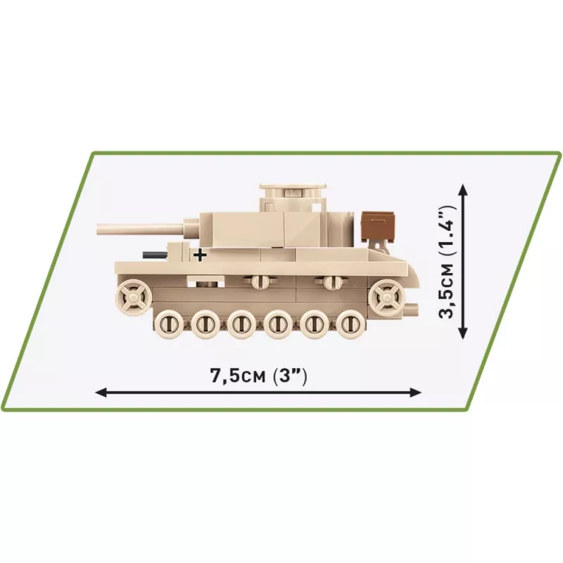 Statybinis rinkinys Cobi Panzer III Ausf.L — 103 vnt., rekomenduojamas amžius 6+, smėlio spalvos