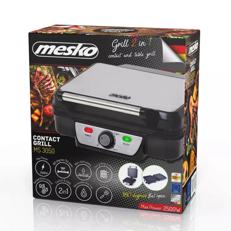 Mesko MS 3050 kontaktinė kepsninė, 1800 W, juoda / nerūdijantis plienas