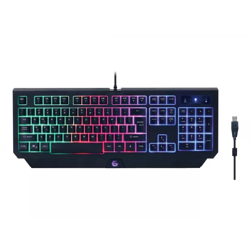 Žaidimų klaviatūra GEMBIRD GGS-UMGL4-01 pilno dydžio USB QWERTY 104 klavišų JAV anglų kalba su pele, juoda