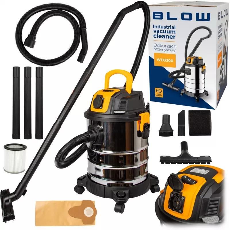 BLOW WD3300 pramoninis dulkių siurblys su 230 V lizdu, 2000 W