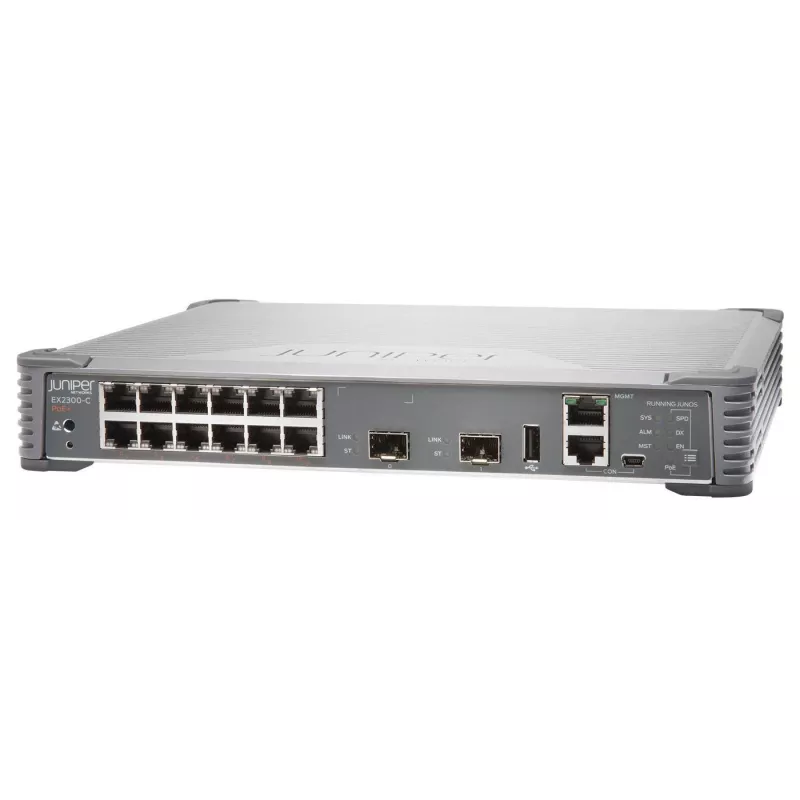 JUNIPER NETWORKS EX2300 Compact Fanless 12-port 101001000BaseT PoE+ 2 x 110G SFPSFP+ (EX2300-C-12P)
